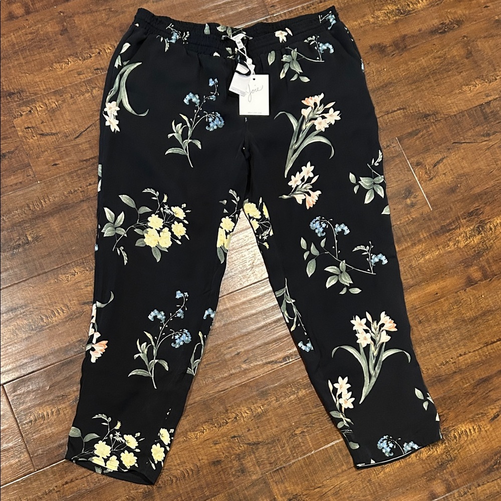 Black Pants with Floral Design